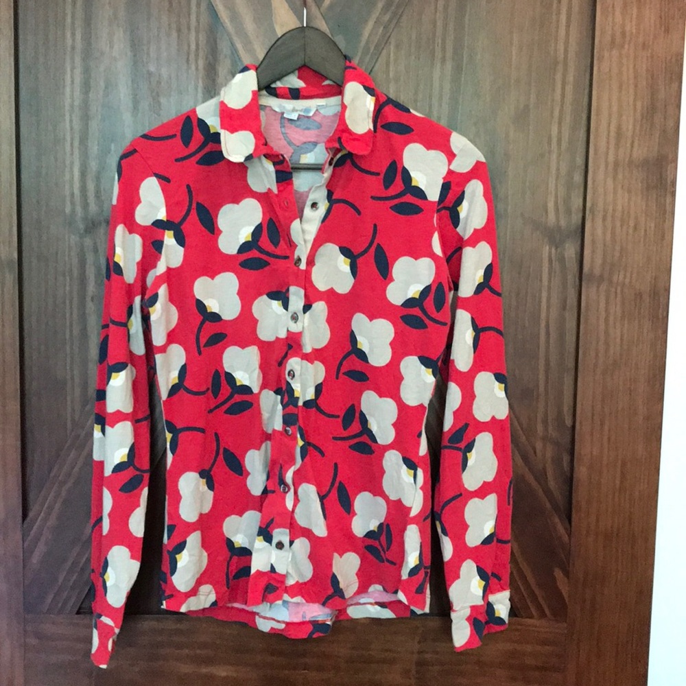 Boden long sleeve button down crinkle shirt